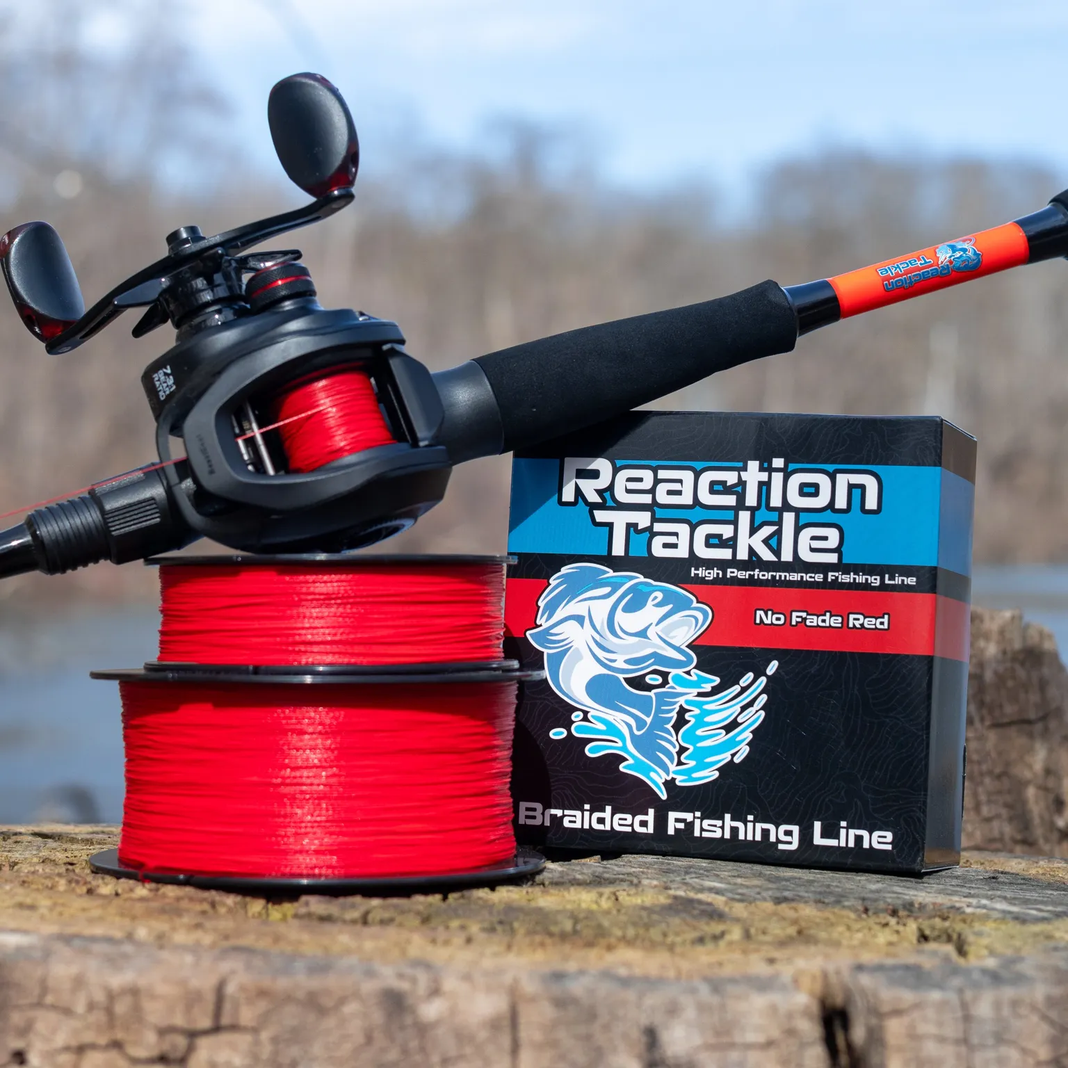 Reaction Tackle Braided Fishing Line - NO FADE Red